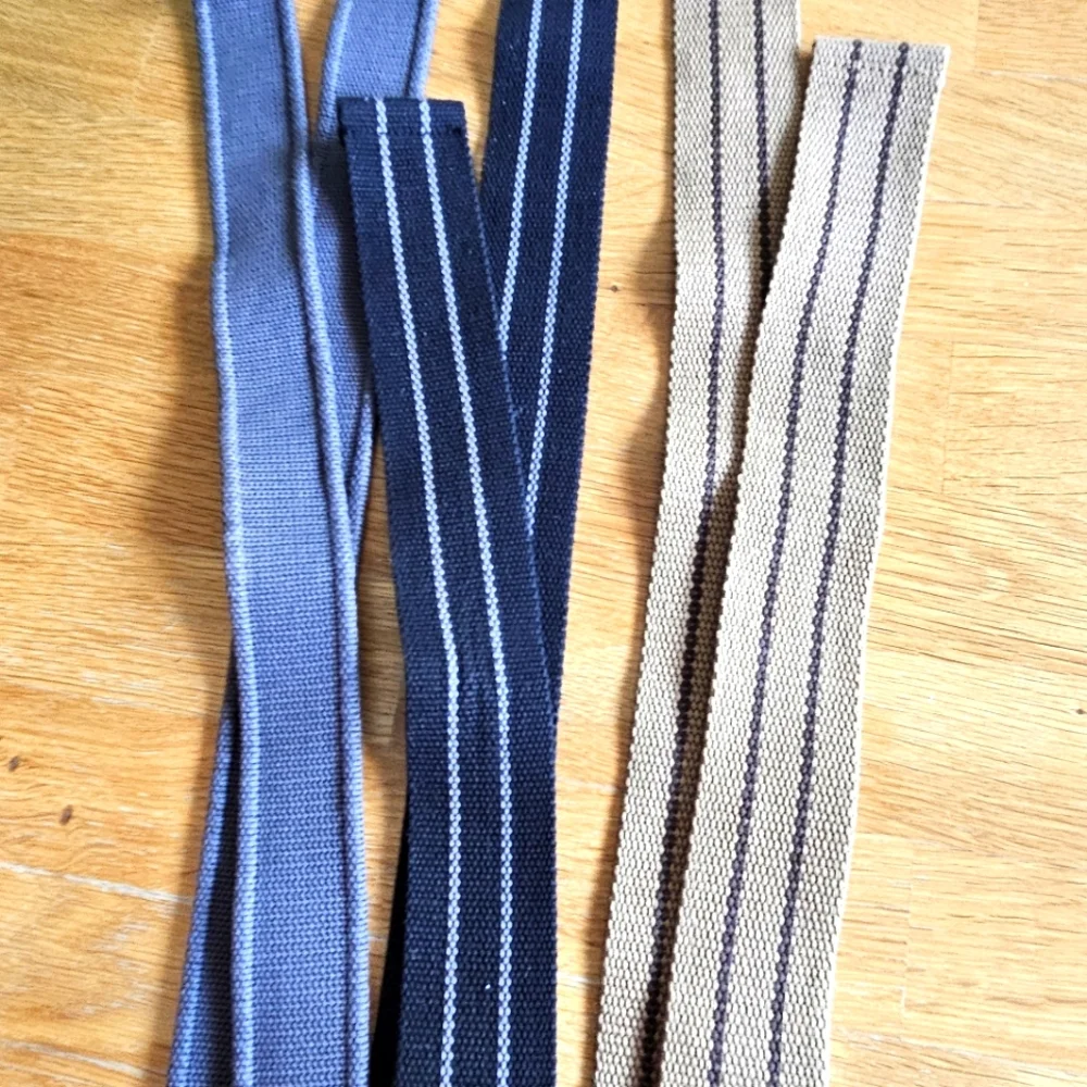 Lot of 3 Canvas D-Ring Web Belts Size 40 Gray Black Khaki Casual Military Style